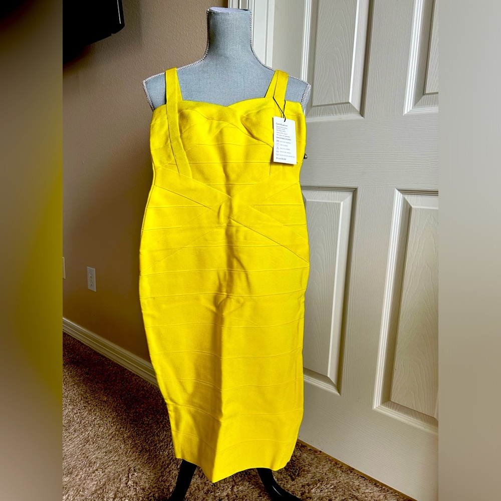 Bandage yellow dress (NWT) Herve Leger style.